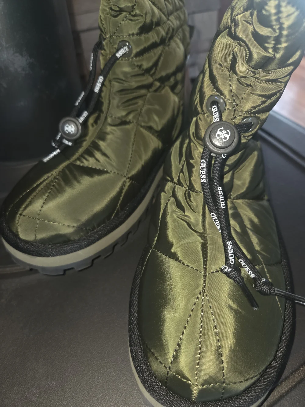 GUESS Quilted Olive Green Winter Boots